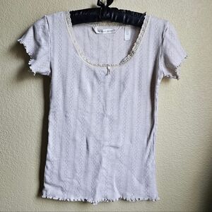 victoria's secret pointelle lettuce-hem top